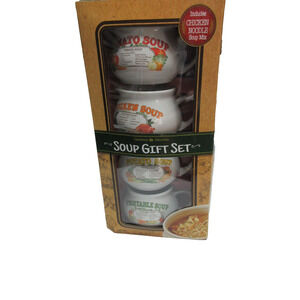 Soup Mugs Set of 4 ~ by Caraway Naturals ~Includes Chicken Noodle Soup Mix ~NEW